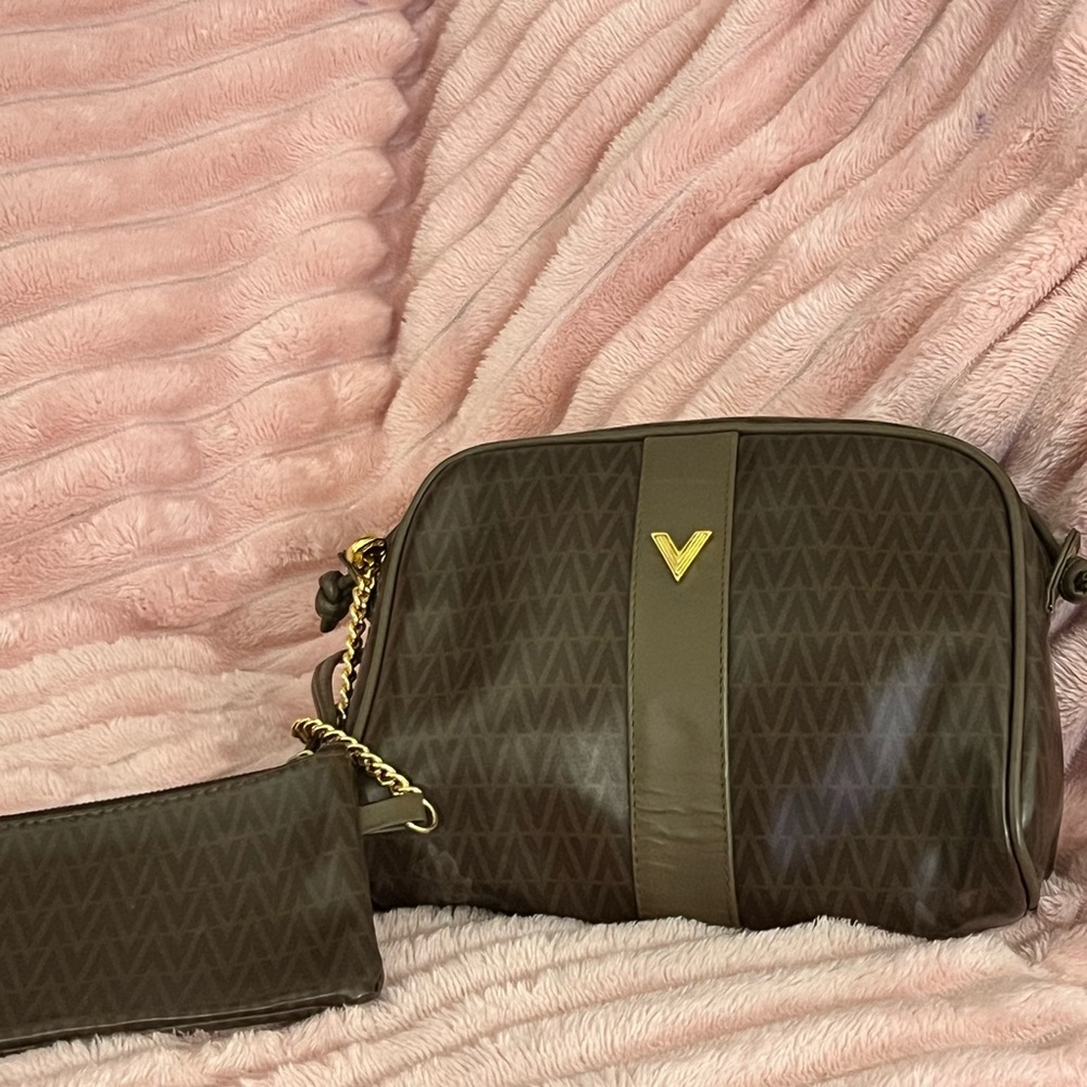 Valentino By Mario Valentino Brown Crossbody Bag with Gold Accent